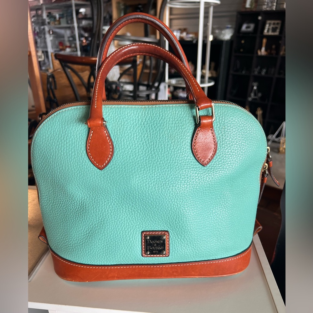Dooney & Bourke Mint Green and Brown Satchel